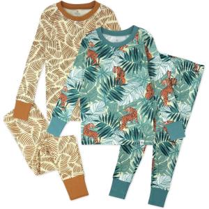 imageHonestBaby Baby and Toddler 4Piece 100 Organic Cotton Pajama SleepwearTiger Time