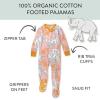 imageHonestBaby Baby Girls 100 Organic Cotton NonSlip Footed OnePiece Sleeper ZipFront PajamasBoumbi Pink Elephant
