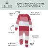 imageHonestBaby Baby Girls 100 Organic Cotton NonSlip Footed OnePiece Sleeper ZipFront PajamasJumbo Stripe Pink Rose