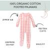 imageHonestBaby Baby Girls 100 Organic Cotton NonSlip Footed OnePiece Sleeper ZipFront PajamasPink Check