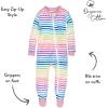 imageHonestBaby Baby Girls 100 Organic Cotton NonSlip Footed OnePiece Sleeper ZipFront PajamasRainbow Stripe
