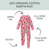 imageHonestBaby Baby Girls 100 Organic Cotton NonSlip Footed OnePiece Sleeper ZipFront PajamasStrawberry Slice