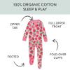 imageHonestBaby Baby Girls 100 Organic Cotton NonSlip Footed OnePiece Sleeper ZipFront PajamasStrawberry Slice