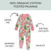 imageHonestBaby Baby Girls 100 Organic Cotton NonSlip Footed OnePiece Sleeper ZipFront PajamasWatermelon Oasis