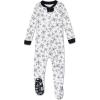 imageHonestBaby Unisex Baby 100 Organic Cotton Celebration NonSlip Footed OnePiece Sleeper ZipFront PajamasTossed SkullsSketchy Stripe