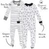 imageHonestBaby Unisex Baby 100 Organic Cotton Celebration NonSlip Footed OnePiece Sleeper ZipFront PajamasTossed SkullsSketchy Stripe