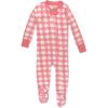 imageHonestBaby Baby Girls 100 Organic Cotton NonSlip Footed OnePiece Sleeper ZipFront PajamasStrawberry Ice Buffalo Check