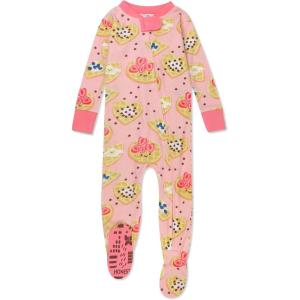 imageHonestBaby Baby Girls 100 Organic Cotton NonSlip Footed OnePiece Sleeper ZipFront PajamasBreakfast Bonanza