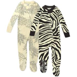 imageHonestBaby Unisex Baby 100 Organic Cotton Celebration NonSlip Footed OnePiece Sleeper ZipFront PajamasBrown Zebra