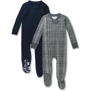 imageHonestBaby Unisex Baby 100 Organic Cotton Celebration NonSlip Footed OnePiece Sleeper ZipFront PajamasGrey Plaid