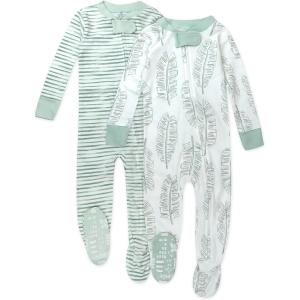 imageHonestBaby Unisex Baby 100 Organic Cotton Celebration NonSlip Footed OnePiece Sleeper ZipFront PajamasJumbo Leaf Sage