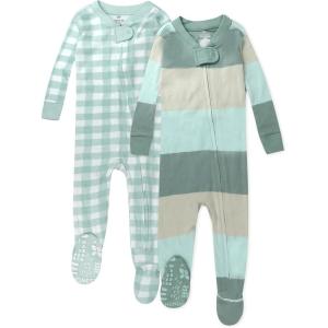 imageHonestBaby Unisex Baby 100 Organic Cotton Celebration NonSlip Footed OnePiece Sleeper ZipFront PajamasJumbo Ombre Stripe Sage