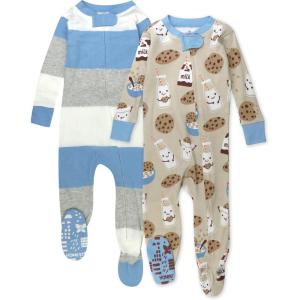 imageHonestBaby Unisex Baby 100 Organic Cotton Celebration NonSlip Footed OnePiece Sleeper ZipFront PajamasMilk N Cookies