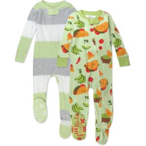 imageHonestBaby Unisex Baby 100 Organic Cotton Celebration NonSlip Footed OnePiece Sleeper ZipFront PajamasTaco Time