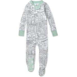 imageHonestBaby Unisex Baby 100 Organic Cotton Classics NonSlip Footed OnePiece Sleeper ZipFront PajamasCityscape Ny
