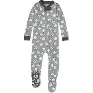 imageHonestBaby Unisex Baby 100 Organic Cotton Classics NonSlip Footed OnePiece Sleeper ZipFront PajamasPanda