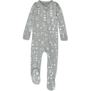 imageHonestBaby Unisex Baby 100 Organic Cotton Classics NonSlip Footed OnePiece Sleeper ZipFront PajamasPattern Play Gray Heather