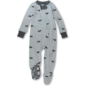 imageHonestBaby Unisex Baby 100 Organic Cotton Classics NonSlip Footed OnePiece Sleeper ZipFront PajamasScotty Dog Light Heather Grey