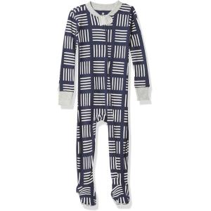 imageHonestBaby Unisex Baby 100 Organic Cotton Classics NonSlip Footed OnePiece Sleeper ZipFront PajamasSketchy Square