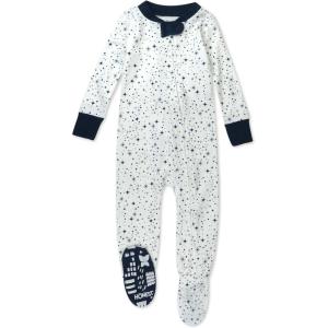 imageHonestBaby Unisex Baby 100 Organic Cotton Classics NonSlip Footed OnePiece Sleeper ZipFront PajamasTwinkle Star White Navy