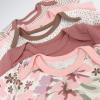 imageHonestBaby 5pack Short Sleeve Bodysuits Onepiece 100 Organic Cotton for Infant Baby GirlsPainted Floral Pink
