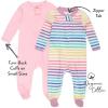 imageHonestBaby Baby Girls 2Pack Sleep and Play Footed Pajamas OnePiece Sleeper Jumpsuit Zipfront Pjs Organic Cotton2pack Rainbowstripe