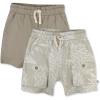 imageHonestBaby unisexbaby 2pack Cargo Shorts 100 Organic Cotton for Infant Baby and Toddler Boys GirlsPineapple Leaf Khaki 2pack