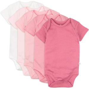 imageHonestBaby 5pack Short Sleeve Bodysuits Onepiece 100 Organic Cotton for Infant Baby GirlsPink Ombre