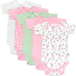 imageHonestBaby 5pack Short Sleeve Bodysuits Onepiece 100 Organic Cotton for Infant Baby GirlsTutu Cute