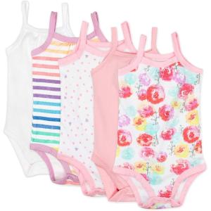 imageHonestBaby Baby OnePiece 100 Organic Cotton Sleeveless and Cami Bodysuits Multipack Legacy5pack Rose Blossom