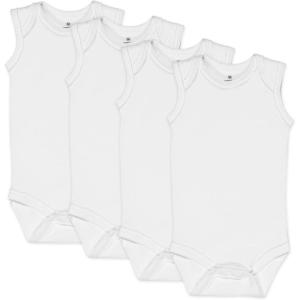 imageHonestBaby Multipack Sleeveless and Cami Bodysuits OnePiece 100 Organic Cotton for Infant Baby Boys Girls Unisex4pack Bright White