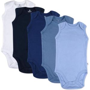 imageHonestBaby Multipack Sleeveless and Cami Bodysuits OnePiece 100 Organic Cotton for Infant Baby Boys Girls Unisex5pack Ombre Blues