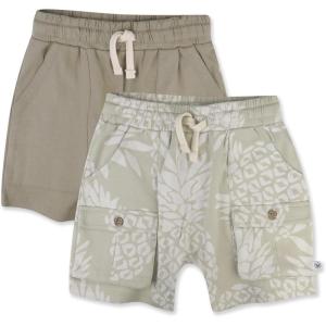 imageHonestBaby unisexbaby 2pack Cargo Shorts 100 Organic Cotton for Infant Baby and Toddler Boys GirlsPineapple Leaf Khaki 2pack