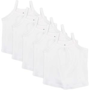 imageHonestBaby 5Pack Cami Tops Sleeveless TShirts 100 Organic Cotton for Infant and Toddler Baby Girls5pack Bright White