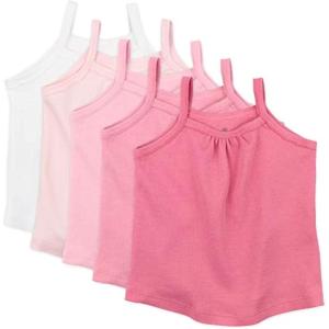 imageHonestBaby 5Pack Cami Tops Sleeveless TShirts 100 Organic Cotton for Infant and Toddler Baby Girls5pack Pink Ombre