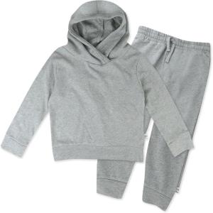 imageHonestBaby Multipack Pullover Hoodie Sweatshirt Jogger Sweatpant Sets Organic Cotton Baby Toddler Boys Girls UnisexHeather Grey 2pack