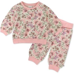 imageHonestBaby Multipack Pullover Hoodie Sweatshirt Jogger Sweatpant Sets Organic Cotton Baby Toddler Boys Girls UnisexPainted Floral Pink 2pack