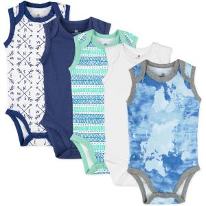 imageHonestBaby Sleeveless and Cami Bodysuits Onepiece 100 Organic Cotton for Baby Boys Girls Unisex5pack Dots  Dashes