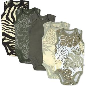 imageHonestBaby Sleeveless and Cami Bodysuits Onepiece 100 Organic Cotton for Baby Boys Girls Unisex5pack Safari Brown