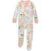 imageHonestBaby NonSlip Footed Pajamas OnePiece Sleeper ZipFront Pjs 100 Organic Cotton for Baby GirlsWhite Peach Blossom Floral