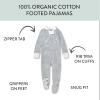 imageHonestBaby Baby Girls 100 Organic Cotton NonSlip Footed OnePiece ZipFront PajamasSketchy Floral Gray