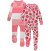 imageHonestBaby Baby Girls 100 Organic Cotton NonSlip Footed OnePiece ZipFront PajamasStrawberry Slice