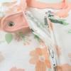 imageHonestBaby Baby Girls 100 Organic Cotton NonSlip Footed OnePiece ZipFront PajamasWhite Peach Blossom Floral
