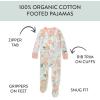 imageHonestBaby Baby Girls 100 Organic Cotton NonSlip Footed OnePiece ZipFront PajamasWhite Peach Blossom Floral