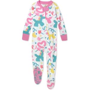 imageHonestBaby Baby Girls 100 Organic Cotton NonSlip Footed OnePiece ZipFront PajamasBirthday Bash Pinks