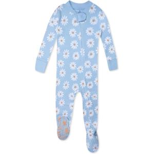 imageHonestBaby Baby Girls 100 Organic Cotton NonSlip Footed OnePiece ZipFront PajamasDaisy Daze
