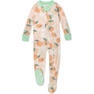 imageHonestBaby Baby Girls 100 Organic Cotton NonSlip Footed OnePiece ZipFront PajamasJust Peachy