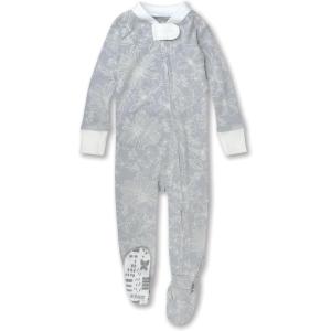 imageHonestBaby Baby Girls 100 Organic Cotton NonSlip Footed OnePiece ZipFront PajamasSketchy Floral Gray