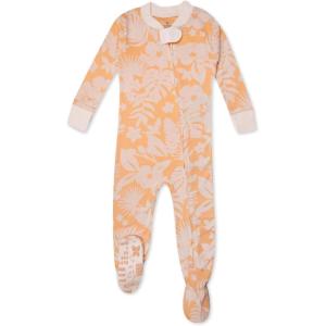 imageHonestBaby Baby Girls 100 Organic Cotton NonSlip Footed OnePiece ZipFront PajamasTropic Shadow Peach