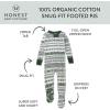 imageHonestBaby Baby 100 Organic Cotton Holiday NonSlip Footed OnePiece ZipFront PajamasFair Isle Green